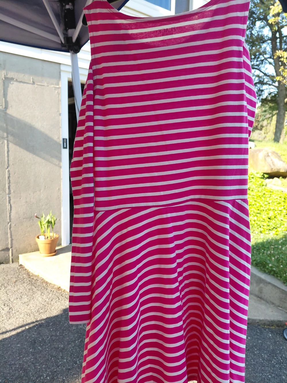 The Children's Place Pink and White Striped Cold-shoulder  Dress